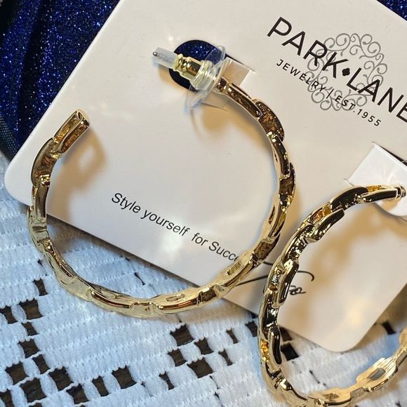 NWT ICONIC CHAINLINK STATEMENT HOOPS CHANTEL SILVER OR GOLD EARRINGS - Picture 11 of 13